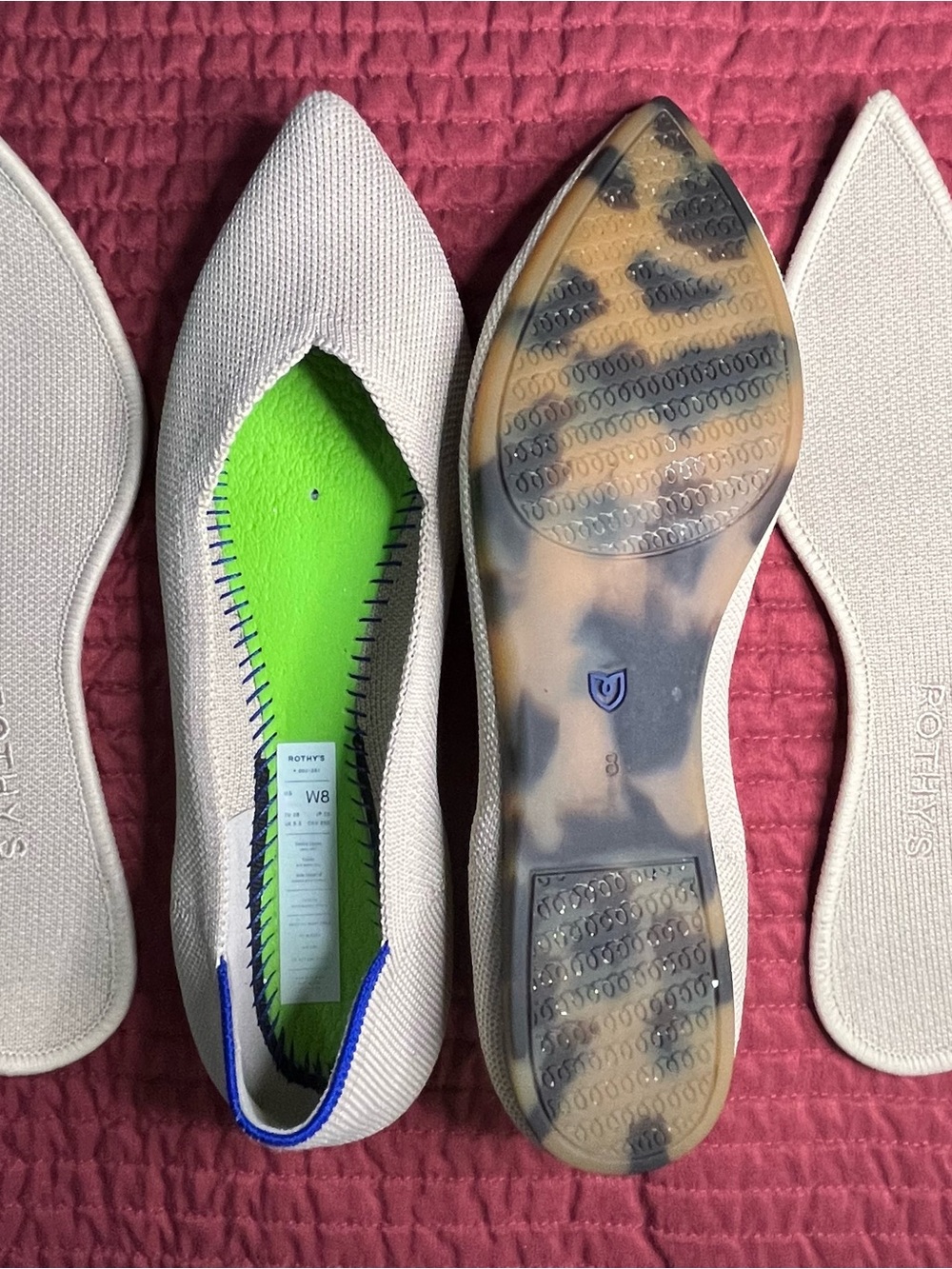 Rothy’s The Point in Ecru with Tortoiseshell Outsole, Size 8 *EUC* - Picture 1 of 9